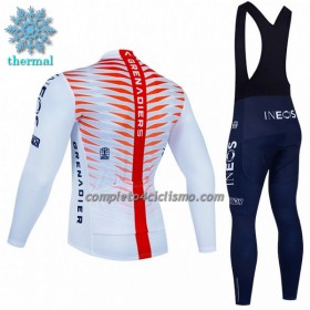 Completo Maglia ML + Pantaloncino con bretelle ML 2022 INEOS Grenadiers Winter Invernale Bianco Rosso